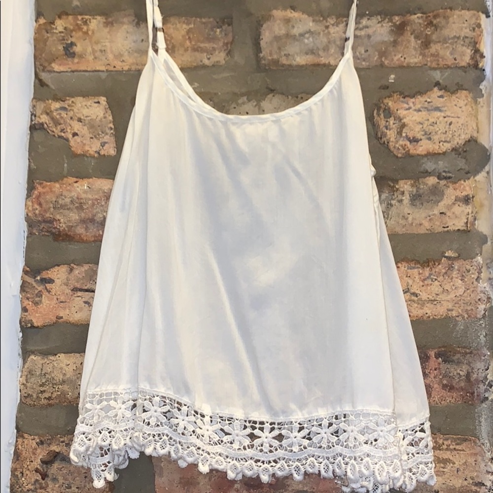 White Tank with Lace Bottom